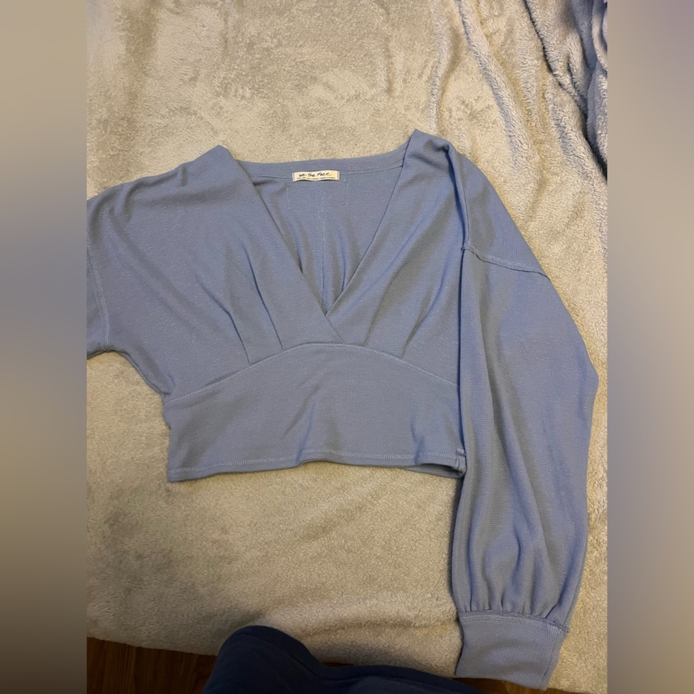 Free People Cropped Waffle Knit Top